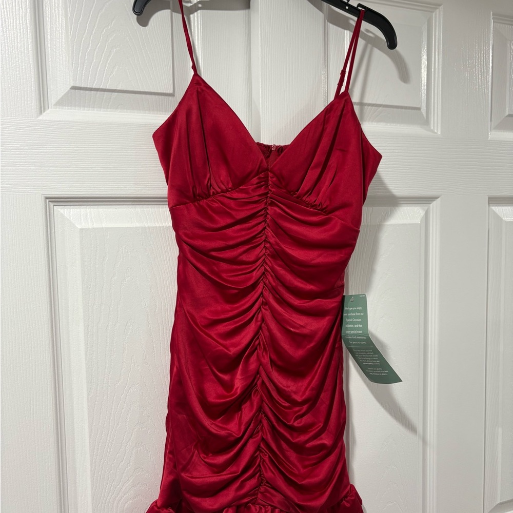 Elegant Red Ruched Dress
